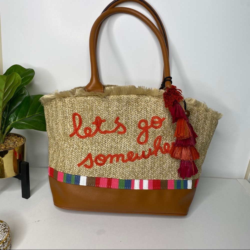 Lets Go Some where tassel straw bag - Picture 1 of 7